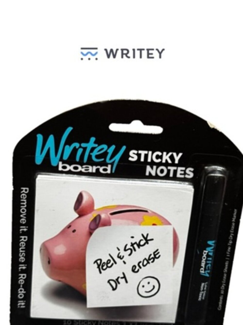 Writey Board Dry Erase Reusable 3 x 3 Sticky Note Set with Pen